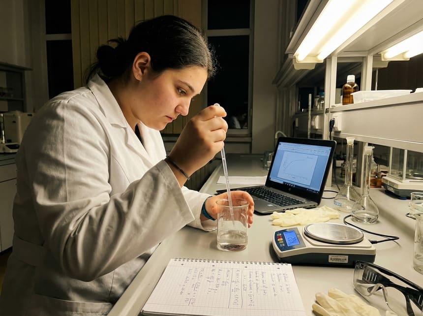 Andreea în laborator